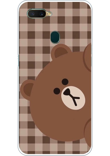 Oppo A5S-AX7-A12 Uyumlu Kahverengi Ayı Yan Tasarımlı Baskılı Silikon Kılıf