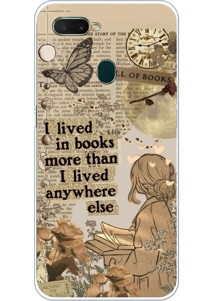 Oppo A5S-AX7-A12 Uyumlu Kitap Okuyan Kadın Retro Baskılı Silikon Kılıf