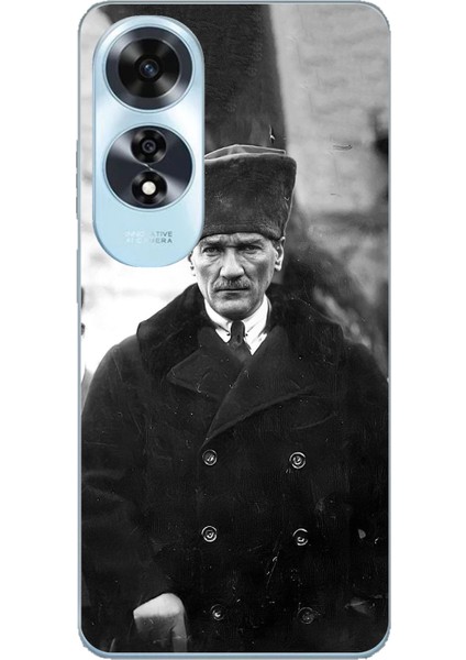 Oppo A60 Uyumlu Mustafa Kemal Atatürk Portre Baskılı Silikon Kılıf