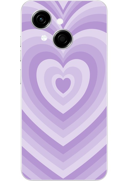 Tecno Spark Go 1 Uyumlu Mor Kalp Dalgalar Tasarımlı Baskılı Silikon Kılıf