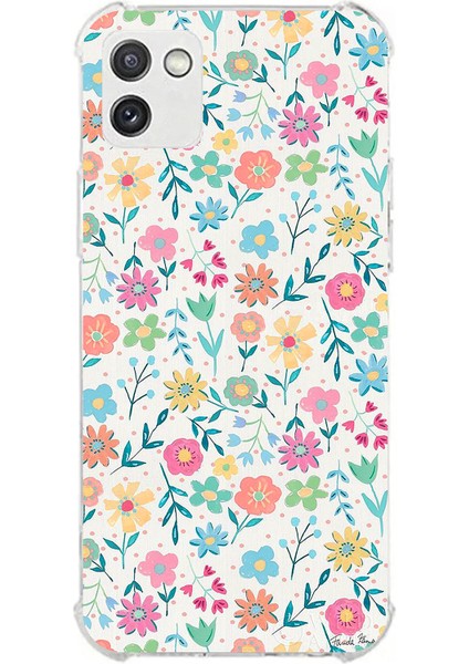 Samsung Galaxy A03 Uyumlu Dekoratif Çiçekler Baskılı Silikon Kılıf