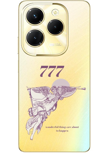 Tecno Spark 20 Pro Uyumlu 777 Melek Tasarımlı Baskılı Silikon Kılıf