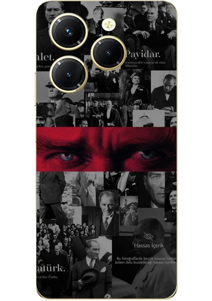 Tecno Spark 20 Pro Uyumlu Atatürk Gözler Tasarım Baskılı Silikon Kılıf