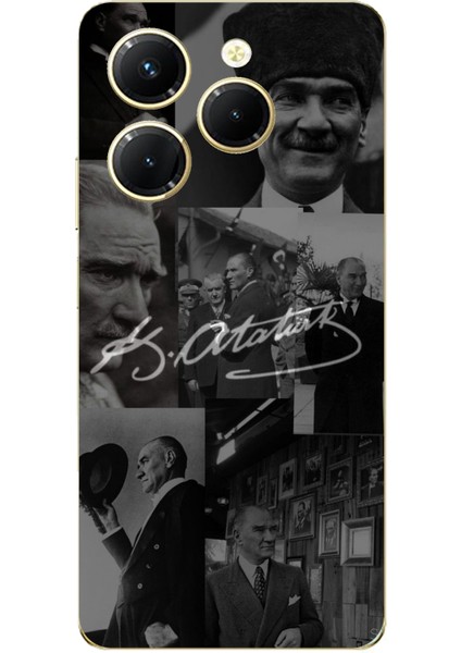 Tecno Spark 20 Pro Uyumlu Kemal Atatürk Imza Baskılı Silikon Kılıf