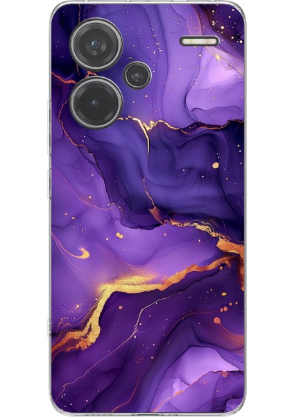 Redmi Note 13 Pro Plus 5g Uyumlu Ametist Taşı Mor Mermer Baskılı Silikon Kılıf