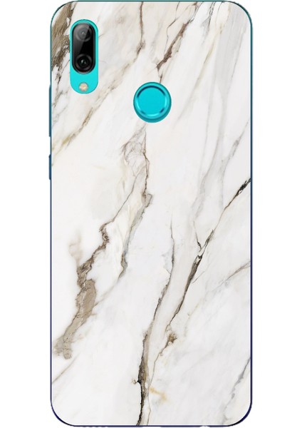 Huawei P Smart 2019 Uyumlu Beyaz Mermer Baskılı Silikon Kılıf
