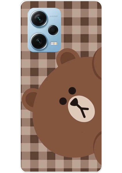 Redmi Note 12 Pro 5g Uyumlu Kahverengi Ayı Yan Tasarımlı Baskılı Silikon Kılıf