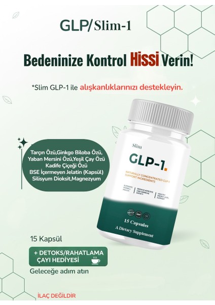Glp-1 Takviye Edici Gıda 1 Kutu 15 Caps Glp - 1 (Good Laboratory Practice) Detox Çay Hediyesiyle