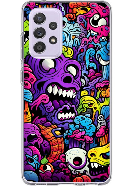 Samsung Galaxy A72 Uyumlu Psikodeli Renkli Canavarlar Baskılı Silikon Kılıf