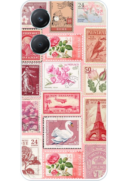 Vivo Y18 Uyumlu Pembe Posta Pulları Baskılı Silikon Kılıf