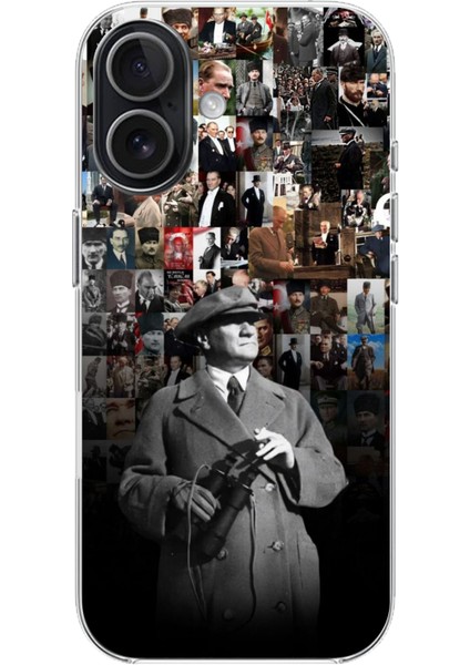iPhone 17 Uyumlu Atatürk Portre Kolaj Baskılı Silikon Kılıf