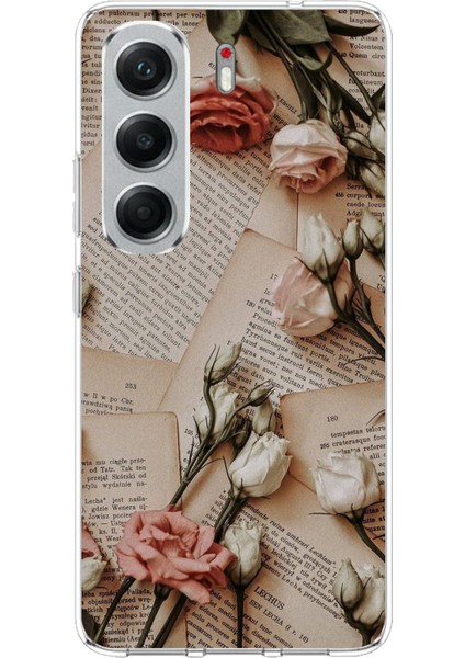 Tecno Camon 40 Pro Uyumlu Retro Gazete Güller Tasarımlı Baskılı Silikon Kılıf