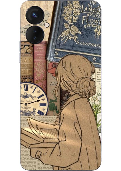 Tecno Spark 9 Pro Uyumlu Retro Gazete Kadın Tasarımlı Baskılı Silikon Kılıf