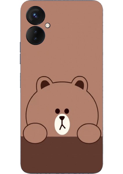 Tecno Spark 9 Pro Uyumlu Kahverengi Ayı Tasarımlı Baskılı Silikon Kılıf