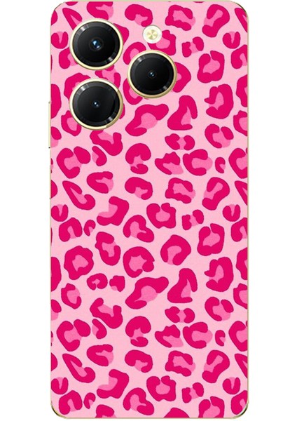 Tecno Spark 20 Pro Uyumlu Pembe Leopar Tasarımlı Baskılı Silikon Kılıf