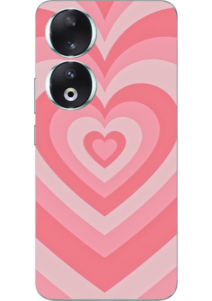 Honor 90 Uyumlu Pembe Kalpler Baskılı Silikon Kılıf