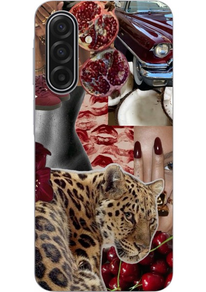 Samsung Galaxy A17 Uyumlu Leopar Kırmızı Vibes Baskılı Silikon Kılıf