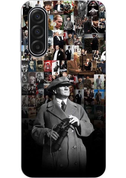 Samsung Galaxy A17 Uyumlu Atatürk Portre Kolaj Baskılı Silikon Kılıf