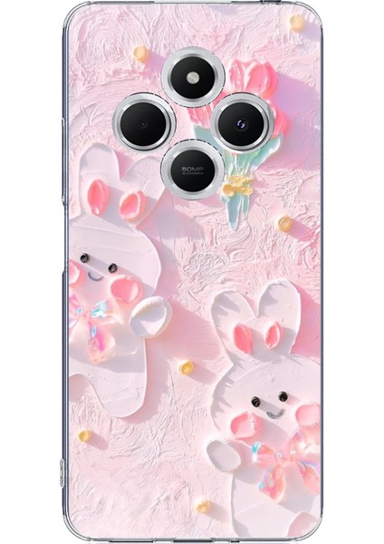 Redmi 14C Uyumlu Sevimli Tavşanlar Baskılı Silikon Kılıf