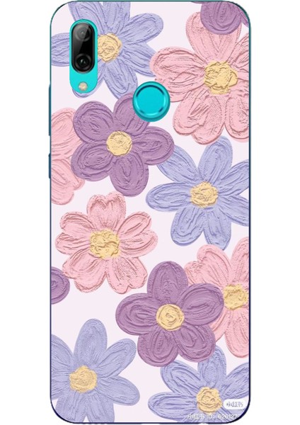 Huawei P Smart 2019 Uyumlu Renkli Papatyalar Sulu Boya Baskılı Silikon Kılıf