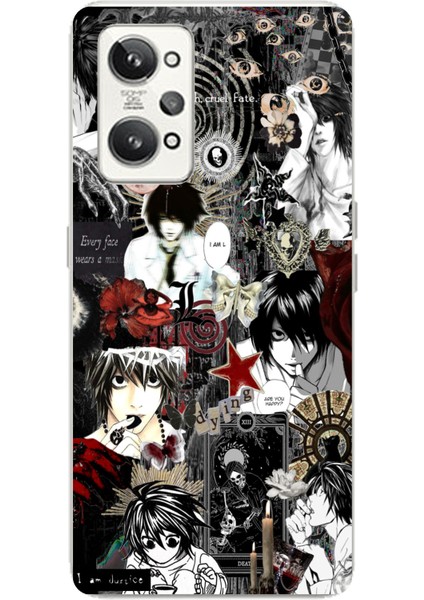 Realme Gt2 Pro Uyumlu Death Note Kolaj Tasarımlı Baskılı Silikon Kılıf