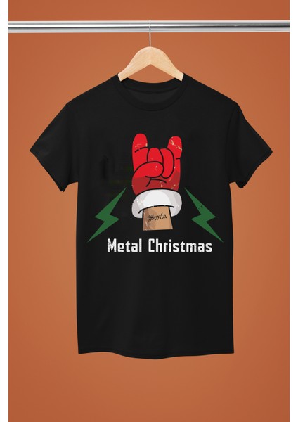 Chrıstmas Noel Baskılı Pamuklu Kısa Kollu Regular Kalıp Rock Tshırt