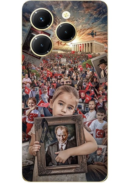 Tecno Spark 20 Pro Uyumlu Anıtkabir Atatürk Portre Baskılı Silikon Kılıf