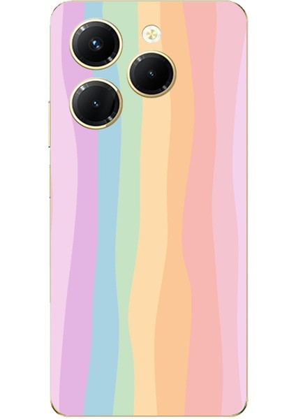 Tecno Spark 20 Pro Uyumlu Gökkuşağı Rengarenk Baskılı Silikon Kılıf