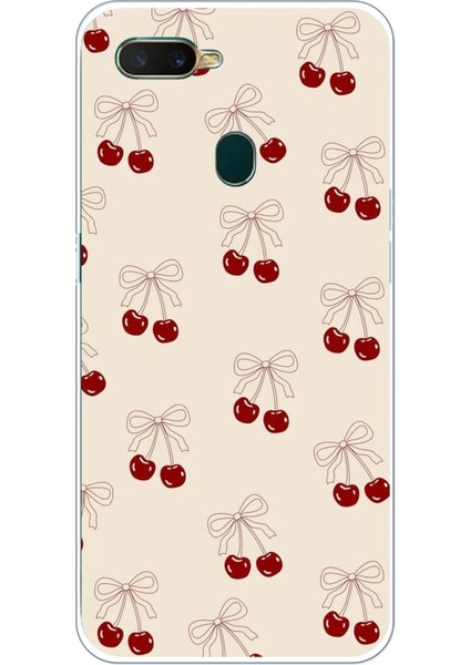Oppo A5S-AX7-A12 Uyumlu Fiyonklu Kirazlar Baskılı Silikon Kılıf