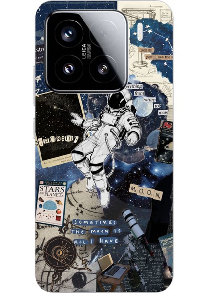 Xiaomi Mi 15 Pro Uyumlu Retro Astronot Tasarımlı Baskılı Silikon Kılıf