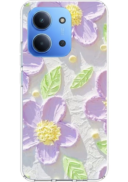 Redmi 15C Uyumlu Mor Papatyalar Sulu Boya Baskılı Silikon Kılıf