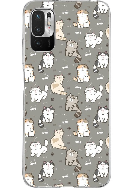 Redmi Note 10 5g Uyumlu Minik Sevimli Kediler Baskılı Silikon Kılıf