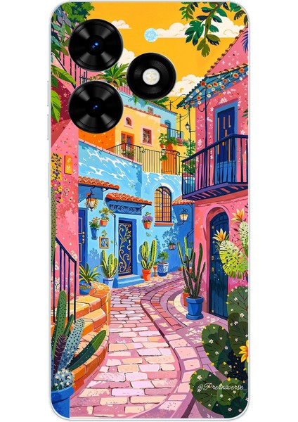 Tecno Spark Go 2024 Uyumlu Renkli Sanat Sokak Silikon Kılıf