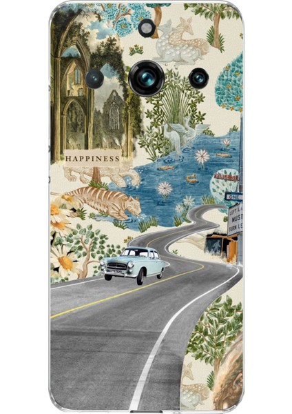 Realme 11 Pro-Pro Plus Uyumlu Yeşil Sanatsal Yol Çiçekler Baskılı Silikon Kılıf