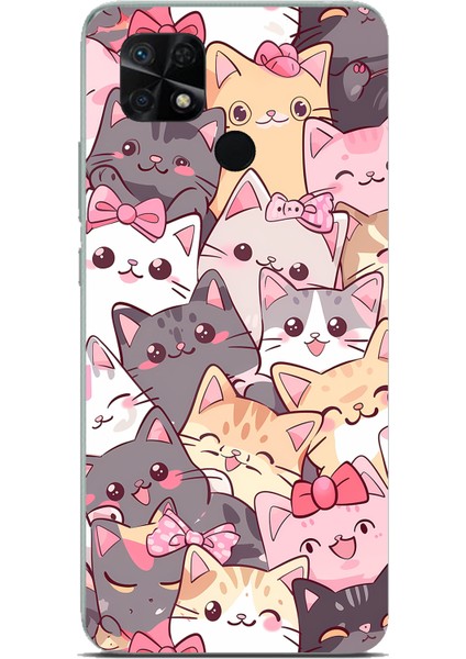 Redmi 10C - Poco C40 Uyumlu Sevimli Kediler Baskılı Silikon Kılıf