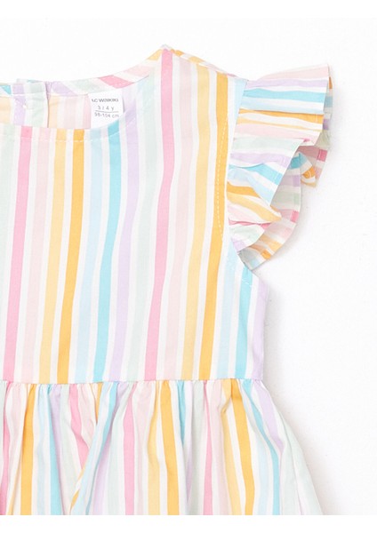 Yeni Sezon Önden Düğmeli Çizgili Kız Çocuk Poplin Elbise fırsatları