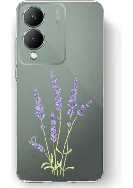 Vivo Y17S Uyumlu Lavanta Çiçek Tasarımlı Baskılı Silikon Kılıf