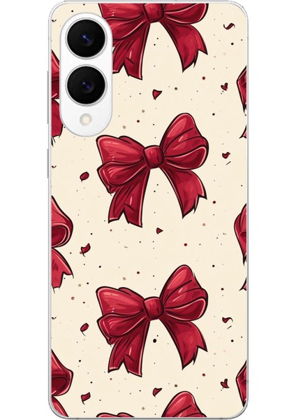 Samsung Galaxy S25 Edge Uyumlu Büyük Kırmızı Fiyonklar Baskılı Silikon Kılıf