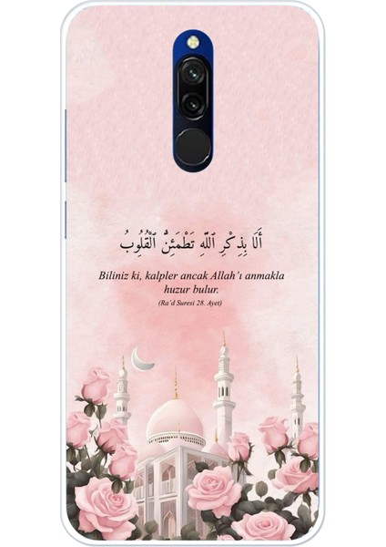 Redmi 8 Uyumlu Rad Suresi Cami ve Güller Baskılı Silikon Kılıf