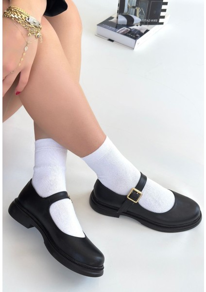 Yokox Siyah Cilt Oxford Ayakkabı