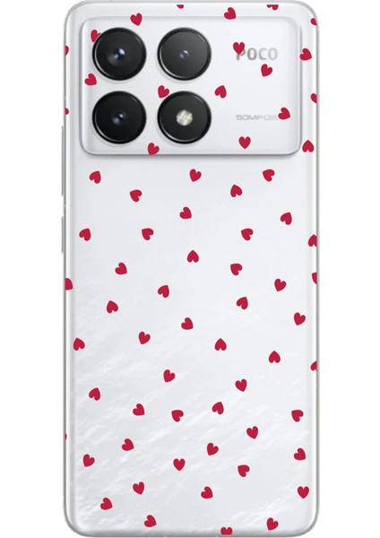 Poco F6 Pro Uyumlu Kırmızı Kalpler Tasarımlı Baskılı Silikon Kılıf