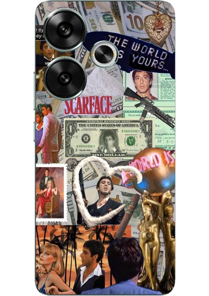 Poco F6 Uyumlu Scarface Kolaj Tasarımlı Baskılı Silikon Kılıf
