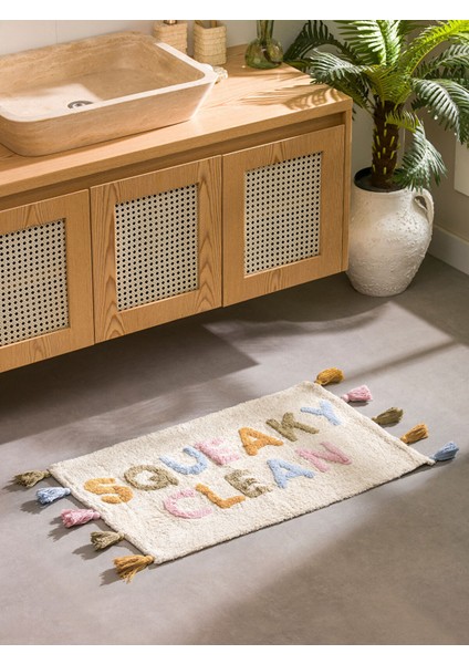 Yeni Sezon Yazı Nakışlı Banyo Paspası 50X80 cm