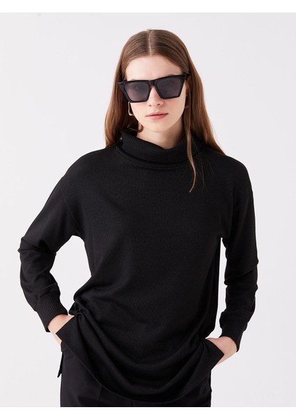 Yeni Sezon Balıkçı Yaka Düz Uzun Kollu Oversize Kadın Tunik fiyatları