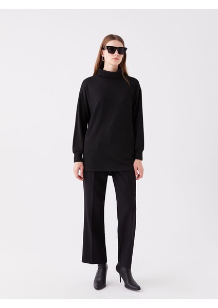 Yeni Sezon Balıkçı Yaka Düz Uzun Kollu Oversize Kadın Tunik modelleri