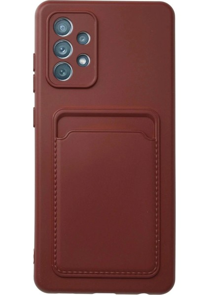 Samsung Galaxy A72 Kılıf Kelvin Kartvizitli Silikon - Bordo