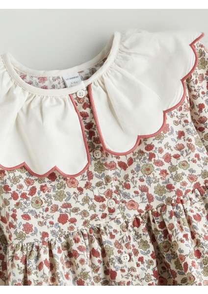 Yeni Sezon Bebe Yaka Çiçekli Kız Çocuk Elbise fiyatları