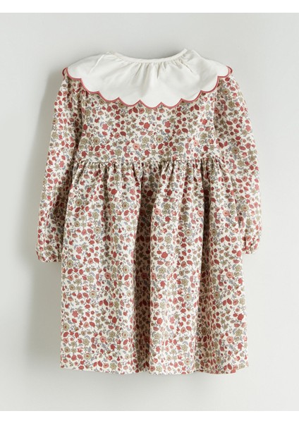 Yeni Sezon Bebe Yaka Çiçekli Kız Çocuk Elbise modelleri