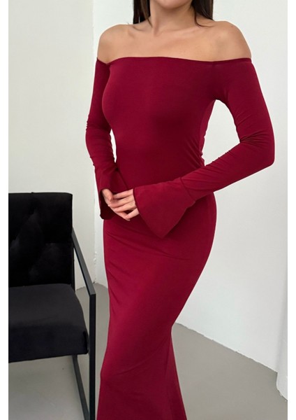 Kadın Drapeli Uzun Kollu Modanna Yaka Detaylı Uzun Elbise fiyatları