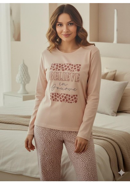 Interlok Kumaş Uzun Kollu Kadın Pijama Takımı Desenli Baskılı fiyatları
